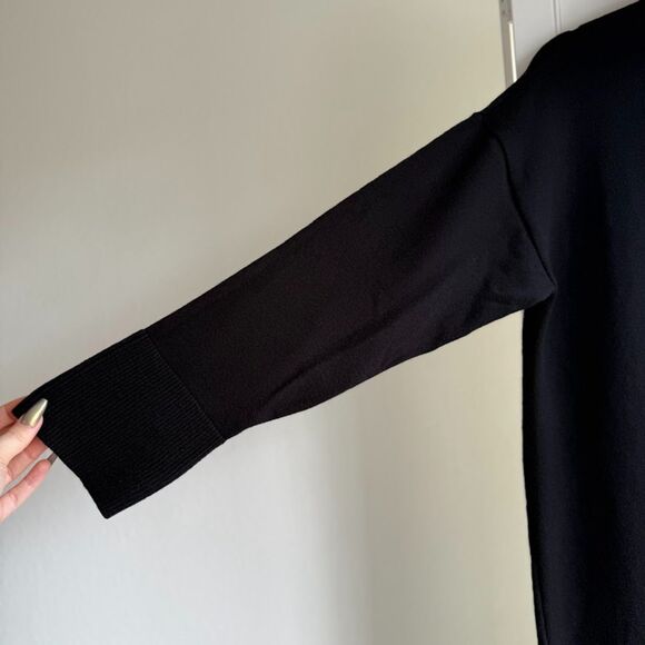 Zara Quarter Zip Maxi Sweater Dress with Ribbed Knit Trim in Black size Small - Picture 6 of 13